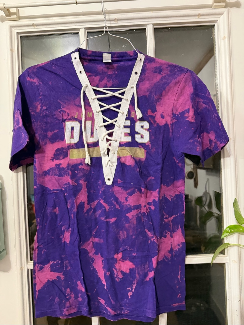 Purple Tie-Dye Lace-Up T-Shirt
